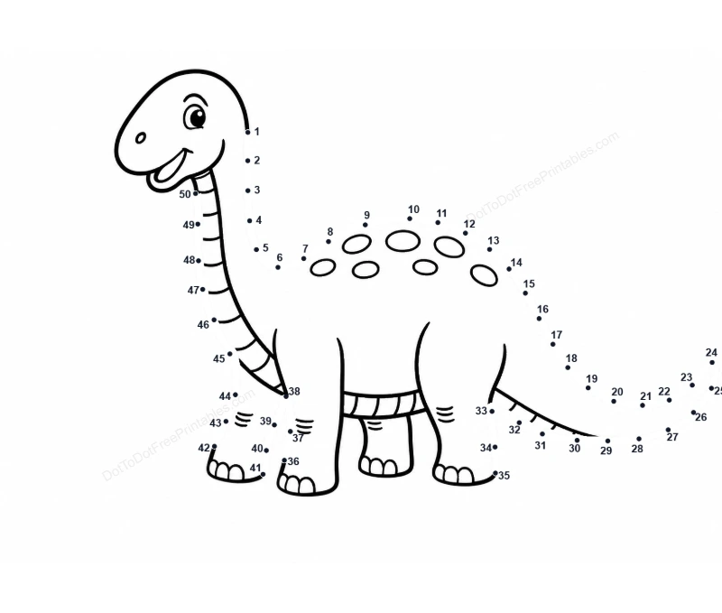 Brontosaurus dot-to-dot printable