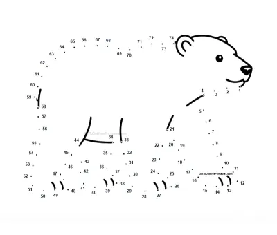 Polar Bear free dot-to-dot printable worksheet