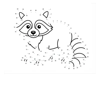 Raccoon free dot-to-dot printable worksheet