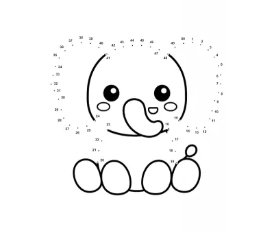 فيل صغير لطيف free dot-to-dot printable worksheet