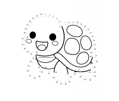 سلحفاة صغيرة لطيفة free dot-to-dot printable worksheet