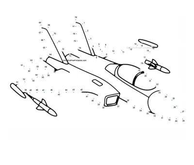 Fighter Jet, outlined by 78 printable numbered dots