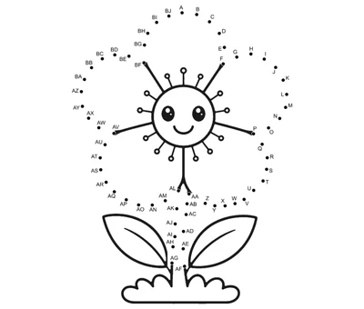 Glossy yellow buttercup drawn dot by dot across 62 numbers on a free printable worksheet