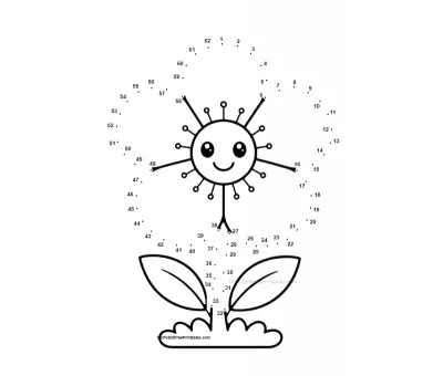 Buttercup Flower free dot-to-dot printable worksheet