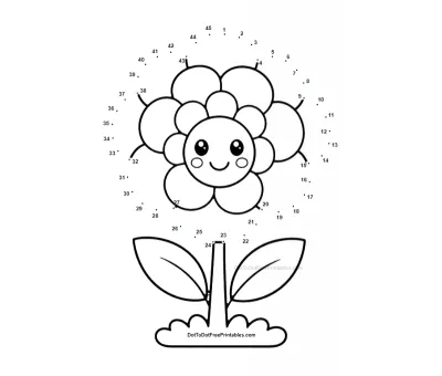 Camellia Flower dot-to-dot printable puzzle preview - connect 1 to 45 dots