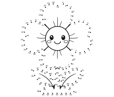 Star-shaped jasmine bloom and vine appearing through 97 numbered printable dots