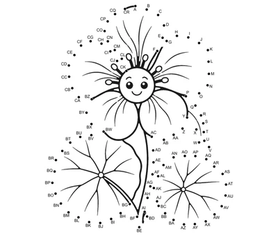Round-leaved nasturtium traced through 96 dots on a printable connect the dots worksheet
