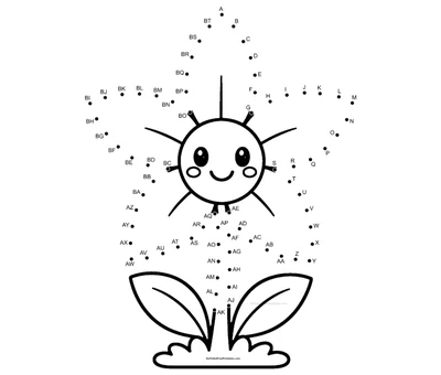 Five-petaled periwinkle pinwheel flower built from 72 dots, free printable preview