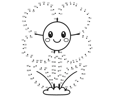 Wind-blown poppy petals shaped by 106 numbered dots in a longer printable puzzle