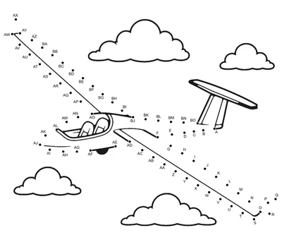 Glider, outlined by 67 printable numbered dots