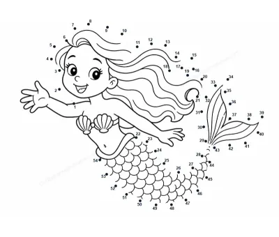 Mermaid free dot-to-dot printable