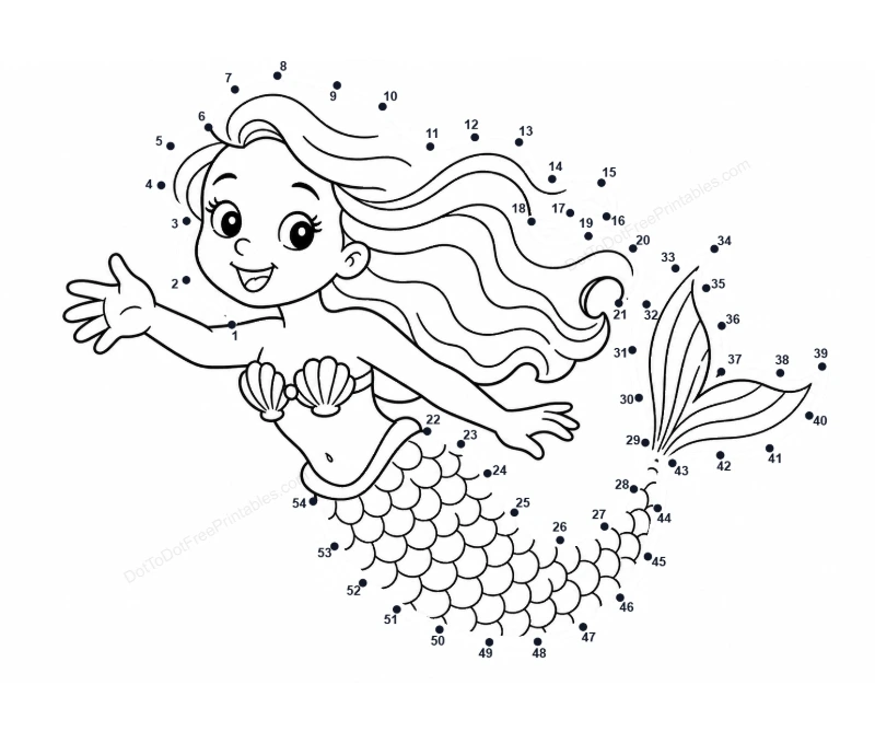 Mermaid dot-to-dot printable