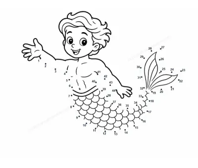 Merman free dot-to-dot printable