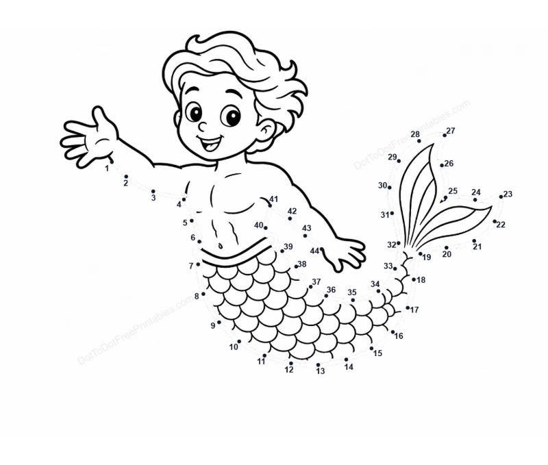 Merman dot-to-dot printable