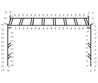 Playground monkey bars framed rung by rung across 94 printable dots