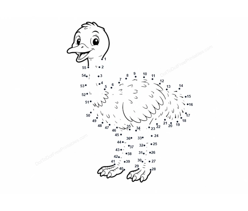 Ostrich dot-to-dot printable