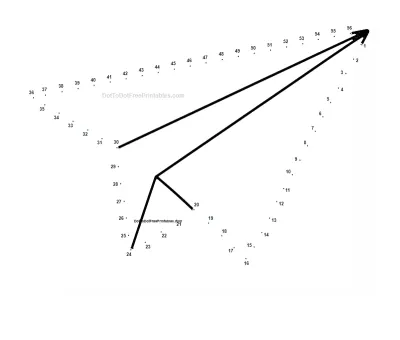 Paper Airplane, outlined by 56 printable numbered dots