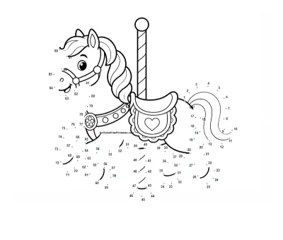 Carousel Horse Playground dot-to-dot printable puzzle preview - connect 1 to 88 dots