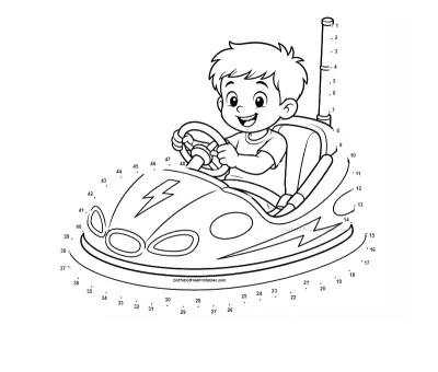 Dashing Car Playground free dot-to-dot printable worksheet