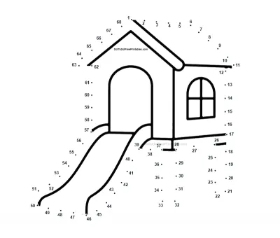 Playhouse Slide dot-to-dot printable puzzle preview - connect 1 to 68 dots
