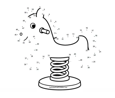 Spring Horse free dot-to-dot printable worksheet