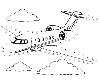 Private Jet, outlined by 66 printable numbered dots