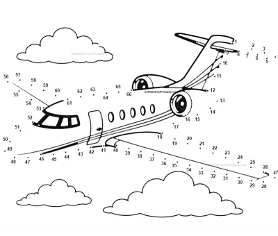 Private Jet, outlined by 66 printable numbered dots