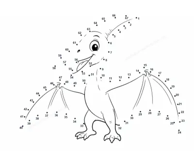 Pterodactyl free dot-to-dot printable worksheet
