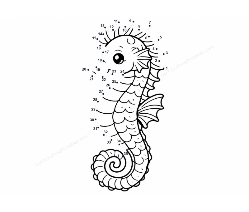 Seahorse dot-to-dot printable