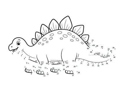 Stegosaurus free dot-to-dot printable worksheet
