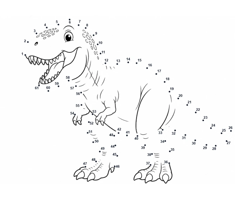 T-Rex 61-Dot Challenge dot-to-dot printable