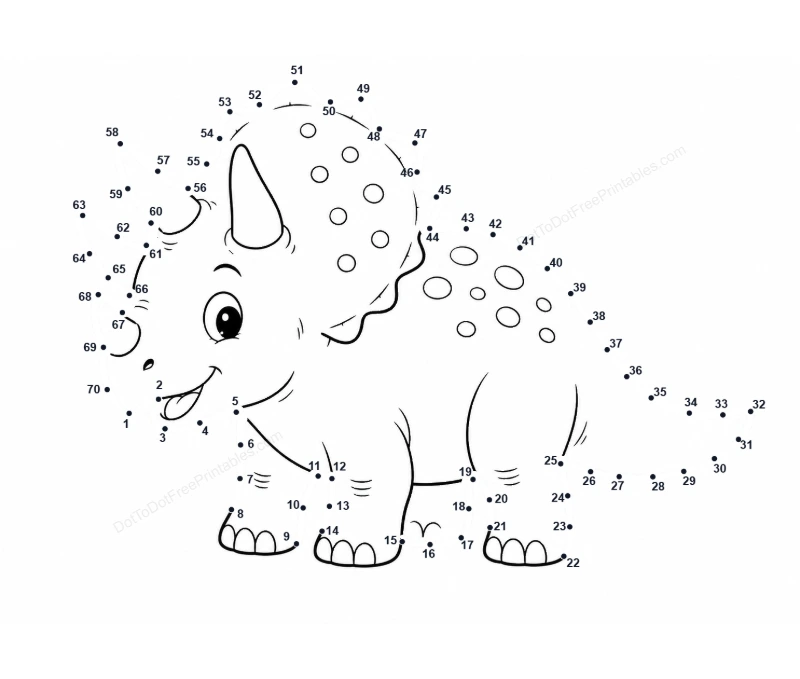 Triceratops dot-to-dot printable