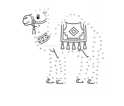UAE Camel free dot-to-dot printable worksheet for Ages 6-10