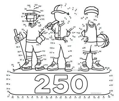 America 250 anniversary sports kids podium dot-to-dot printable worksheet - free download for kids ages 6-10