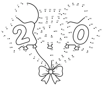 Party balloons and stars scattered through 94 dots on an America 250 sheet
