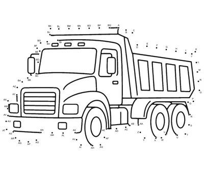 Large dump truck outlined by 69 numbered dots