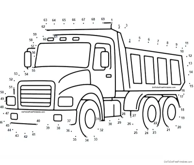 Large dump truck outlined by 69 numbered dots