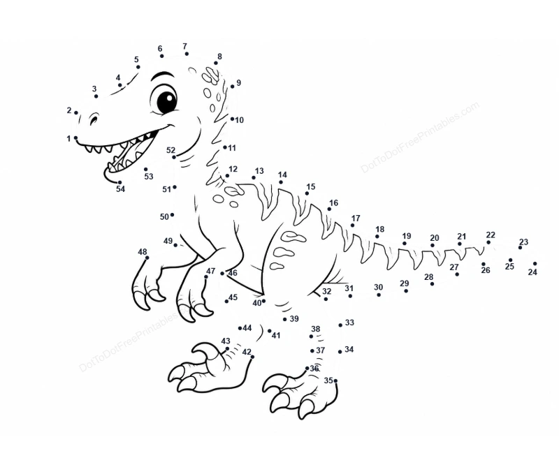 Velociraptor dot-to-dot printable
