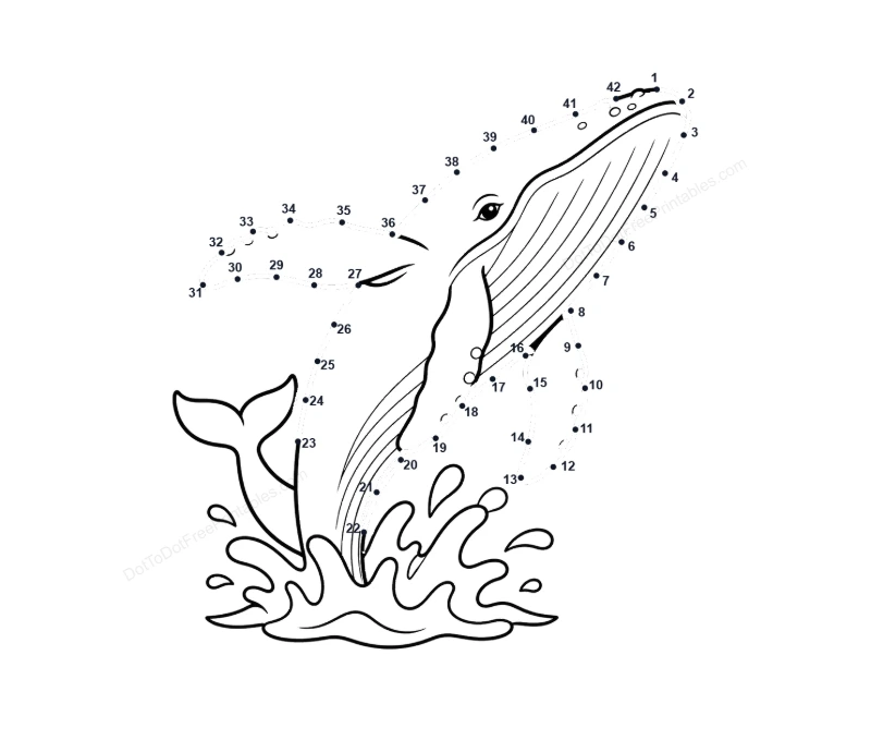 Whale dot-to-dot printable