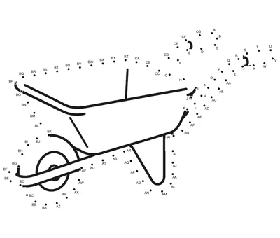 Sturdy garden wheelbarrow rolled out across 85 dots in a print-ready PDF puzzle