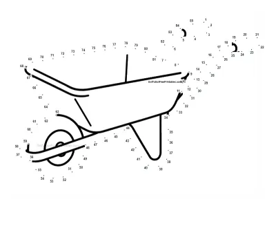 Wheelbarrow Playground free dot-to-dot printable worksheet for Ages 5-9